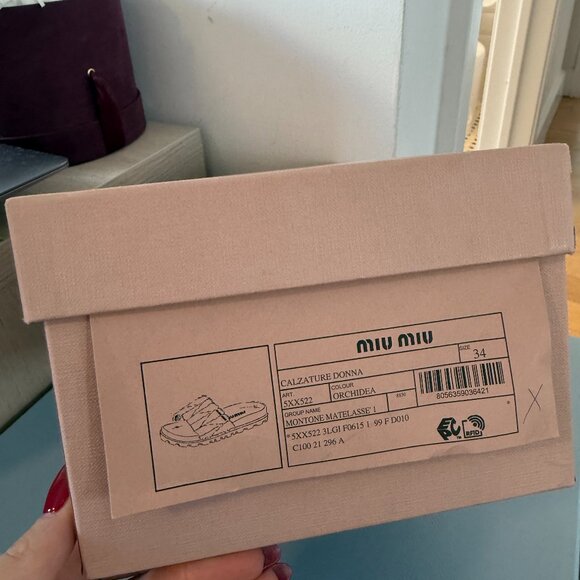 NWT Miu Miu Slip-on Sandals Pink Shearling Platform Open Toe Sz 34 - Picture 4 of 9